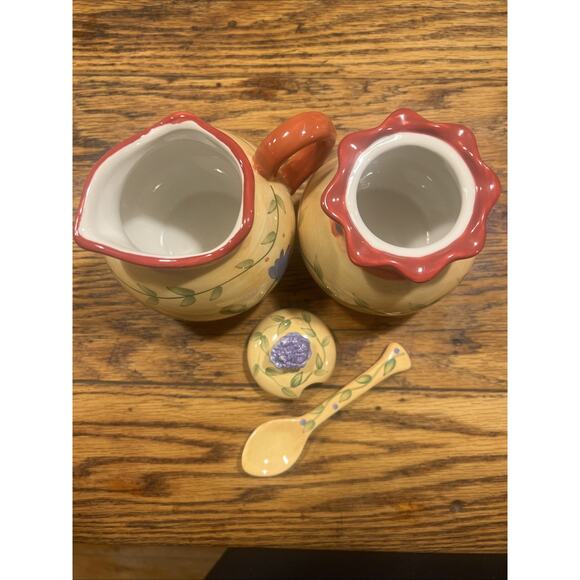 Pfaltzgraff Napoli 4-Piece Lidded Sugar & Creamer Set With Spoon EXCELLENT! WOW! - Picture 5 of 9